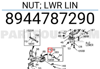 Isuzu 8944787290 NUT; LWR LIN