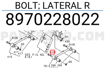 Isuzu 8970228022 BOLT; LATERAL R