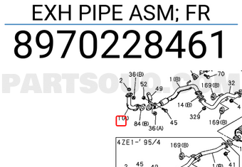 Isuzu 8970228461 EXH PIPE ASM; FR