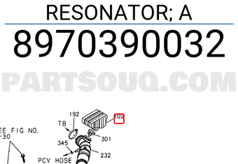 Isuzu 8970390032 RESONATOR; A