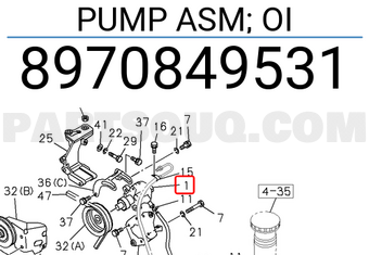 Isuzu 8970849531 PUMP ASM; OI