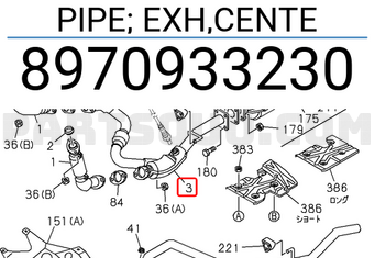 Isuzu 8970933230 PIPE; EXH,CENTE