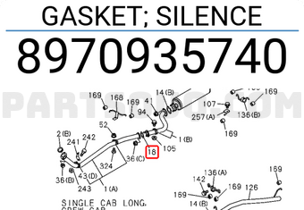 Isuzu 8970935740 GASKET; SILENCE