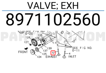 Isuzu 8971102560 VALVE; EXH