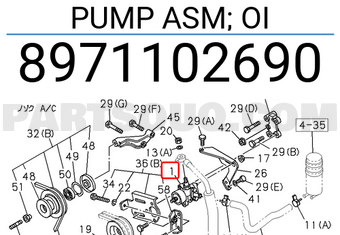 Isuzu 8971102690 PUMP ASM; OI