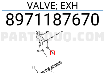 Isuzu 8971187670 VALVE; EXH