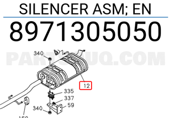 Isuzu 8971305050 SILENCER ASM; EN