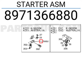 Isuzu 8971366880 STARTER ASM