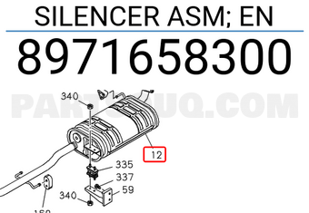 Isuzu 8971658300 SILENCER ASM; EN