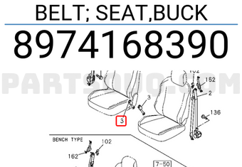 Isuzu 8974168390 BELT; SEAT,BUCK