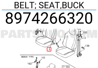 Isuzu 8974266320 BELT; SEAT,BUCK