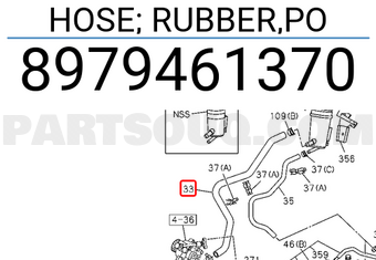 Isuzu 8979461370 HOSE; RUBBER,PO