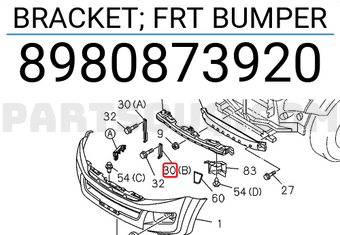 Isuzu 8980873920 Bracket; Frt Bumper