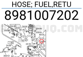 Isuzu 8981007202 HOSE; FUEL,RETU