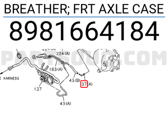 Isuzu 8981664184 BREATHER; FRT AXLE CASE
