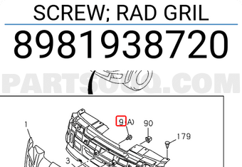 Isuzu 8981938720 SCREW; RAD GRIL