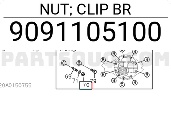 Isuzu 9091105100 NUT; CLIP BR