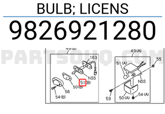 Isuzu 9826921280 BULB; LICENS