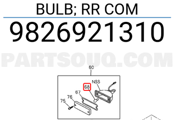 Isuzu 9826921310 BULB; RR COM