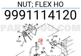 Isuzu 9991114120 NUT; FLEX HO
