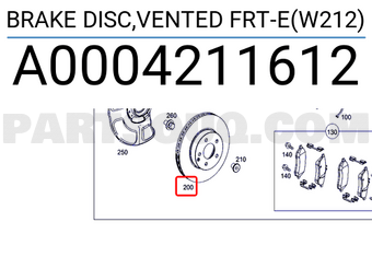 MERCEDES A0004211612 BRAKE DISC,VENTED FRT-E(W212)