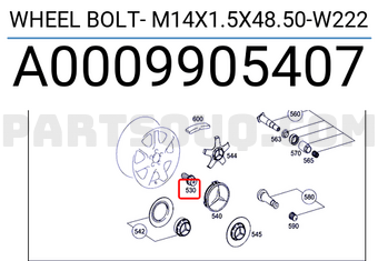 MERCEDES A0009905407 WHEEL BOLT- M14X1.5X48.50-W222