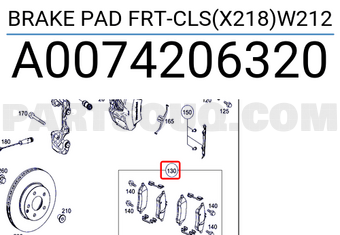 MERCEDES A0074206320 BRAKE PAD FRT-CLS(X218)W212