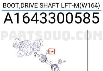 MERCEDES A1643300585 BOOT,DRIVE SHAFT LFT-M(W164)