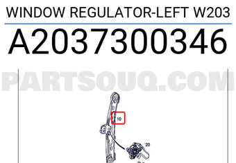 MERCEDES A2037300346 REGULADOR DE VENTANA IZQUIERDO W203