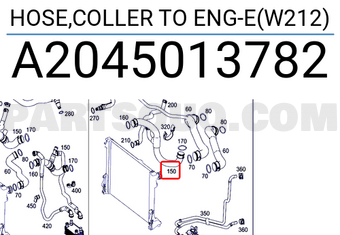 MERCEDES A2045013782 DURITE, RADIATEUR VERS MOTEUR-E(W212)