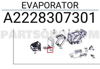 MERCEDES A2228307301 EVAPORATOR