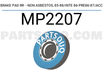 MINTYE MP2207 BRAKE PAD RR - NON ASBESTOS, 85-88/INTE 86-PRE86-87/ACC