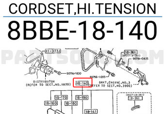 Mazda 8BBE18140 CORDSET,HI.TENSION