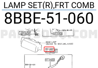 Mazda 8BBE51060 LAMP SET(R),FRT COMB