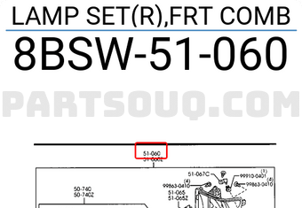 Mazda 8BSW51060 LAMP SET(R),FRT COMB
