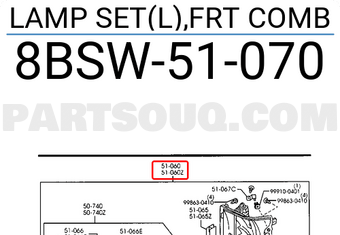 Mazda 8BSW51070 LAMP SET(L),FRT COMB