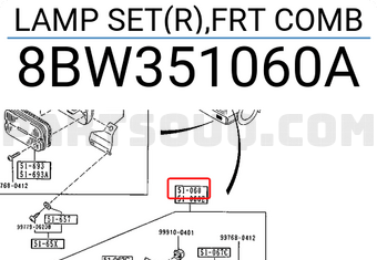 Mazda 8BW351060A LAMP SET(R),FRT COMB