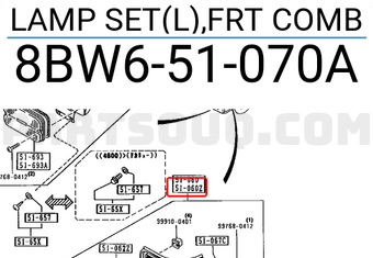 Mazda 8BW651070A LAMP SET(L),FRT COMB