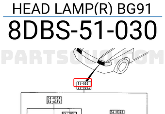 Mazda 8DBS51030 HEAD LAMP(R) BG91
