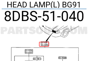Mazda 8DBS51040 HEAD LAMP(L) BG91
