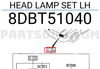 Mazda 8DBT51040 HEAD LAMP SET LH