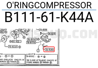 Mazda B11161K44A O RINGCOMPRESSOR