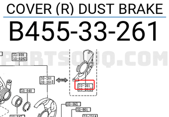 Mazda B45533261 COVER (R) DUST BRAKE