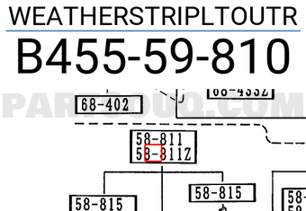 Mazda B45559810 WEATHERSTRIPLTOUTR