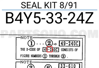 Mazda B4Y53324Z SEAL KIT 8/91