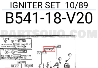 Mazda B54118V20 IGNITER SET 10/89