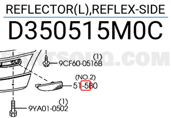 Mazda D350515M0C REFLECTOR(L),REFLEX-SIDE