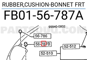 Mazda FB0156787A RUBBER,CUSHION-BONNET FRT