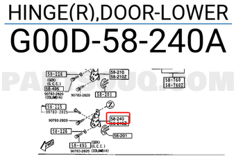 Mazda G00D58240A HINGE(R),DOOR-LOWER