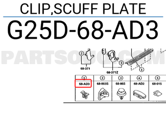 Mazda G25D68AD3 CLIP,SCUFF PLATE